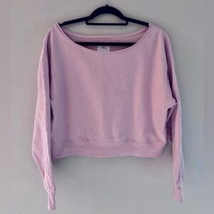 Lazy Sunday Size M 100% Cotton Pink Off the Shoulder Crop
